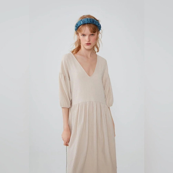 ZARA Voluminous textured weave dress - Picture 2 of 10